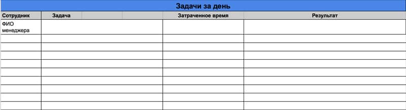 Таблица задач на месяц